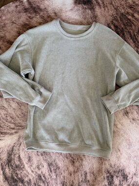Waffle Knit Long Sleeve Crewneck Tee - Sage